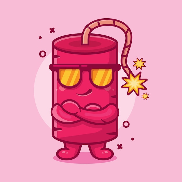 cute dynamite bomb character mascot with cool expression isolated cartoon in flat style design