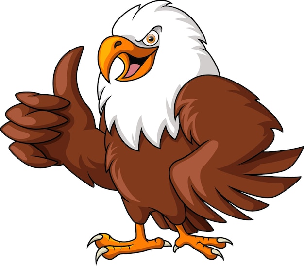 Cute eagle cartoon giving thumb up