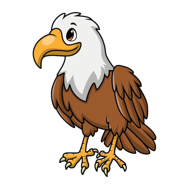 Cute eagle cartoon on white background