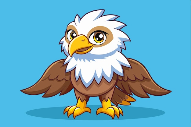 Vector a cute eagle character with big eyes and a friendly smile poses with its wings outstretched illustration of cute eagle cartoon