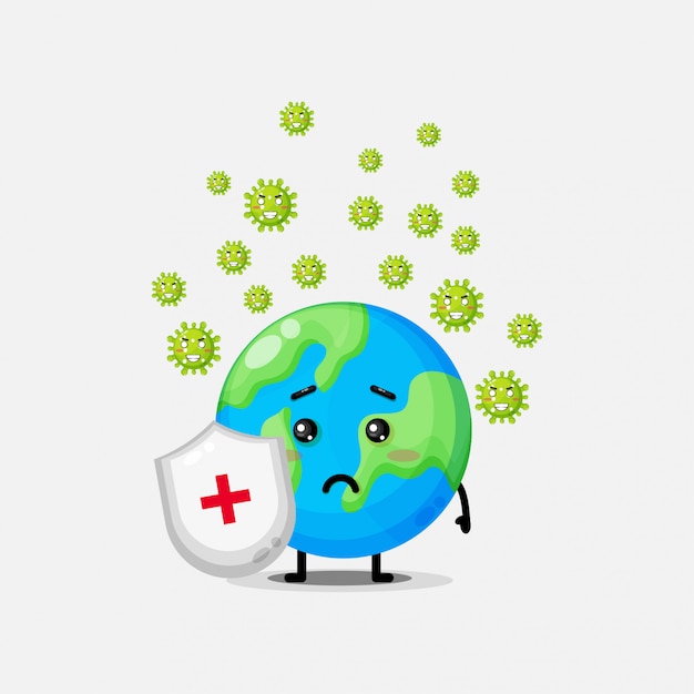 Cute earth is attacked by coronavirus