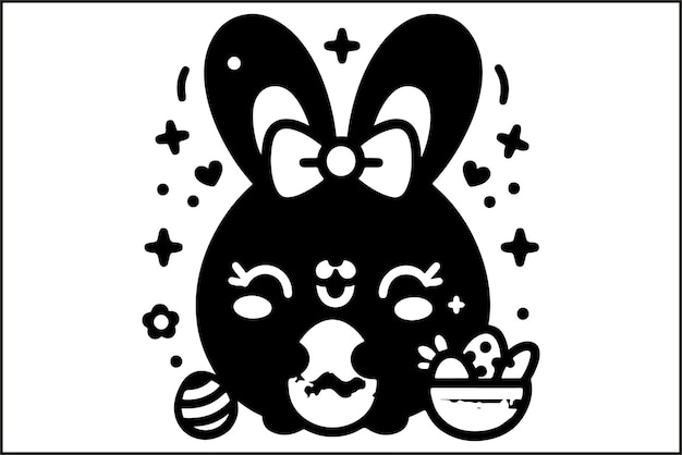 Vector cute easter bunny silhouette icon easter bunny and egg silhouette vector art