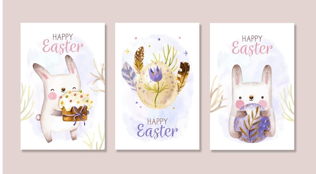 Cute Easter card collection with bunnies