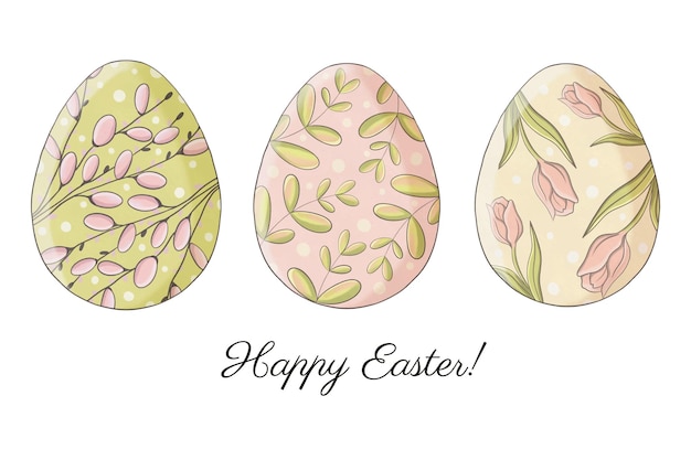 Cute easter eggs clipart set