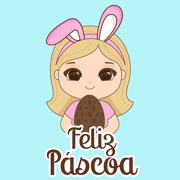 Cute easter mascot girl with ears bunny Vector