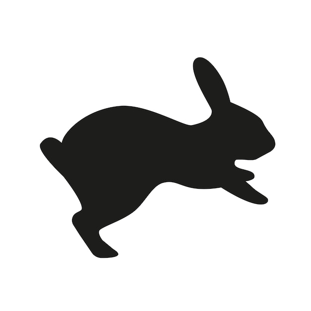 Cute Easter Rabbits Silhouette Black Bunny wild Hare Set isolated on white Baby party greeting card Vinyl decal pet sticker Tattoo design animal farm logo Vector Flat style zoo icon