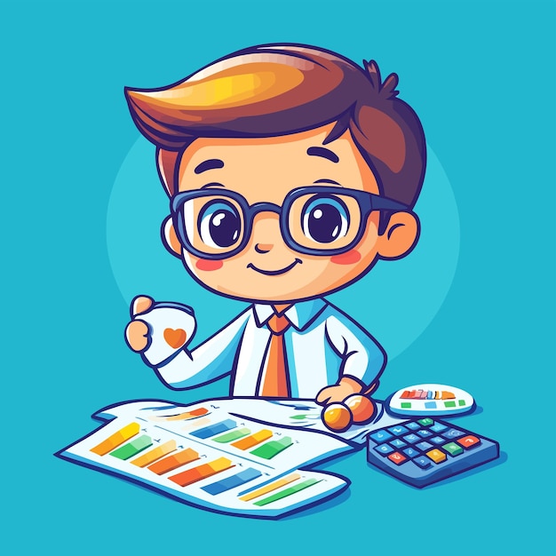 Vector cute economist analyzing markets vector