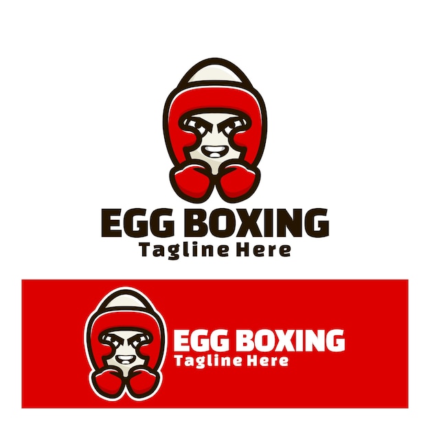 Cute egg boxing logo art illustration