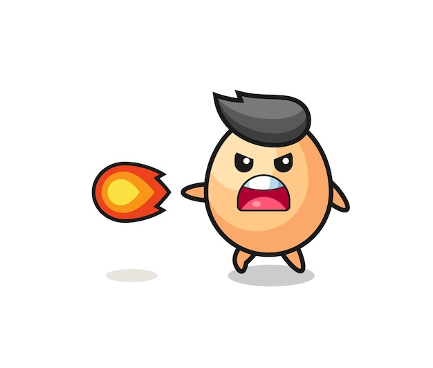 Cute egg mascot is shooting fire power , cute design