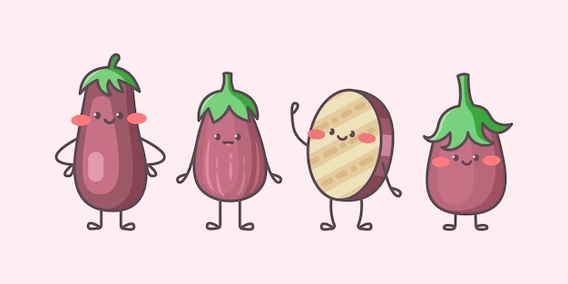 Cute eggplant characters