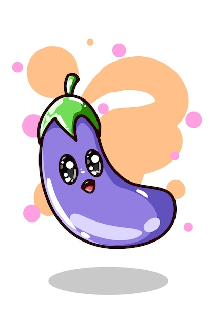 Cute eggplant  illustration hand drawing