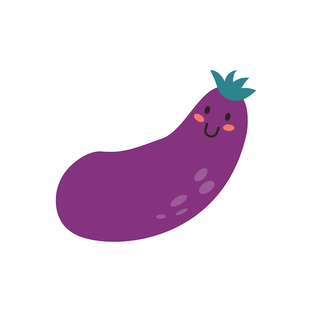 Cute Eggplant Vector Vegetable Illustration