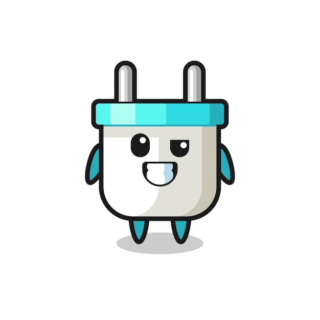 Cute electric plug mascot with an optimistic face cute style design for t shirt sticker logo element