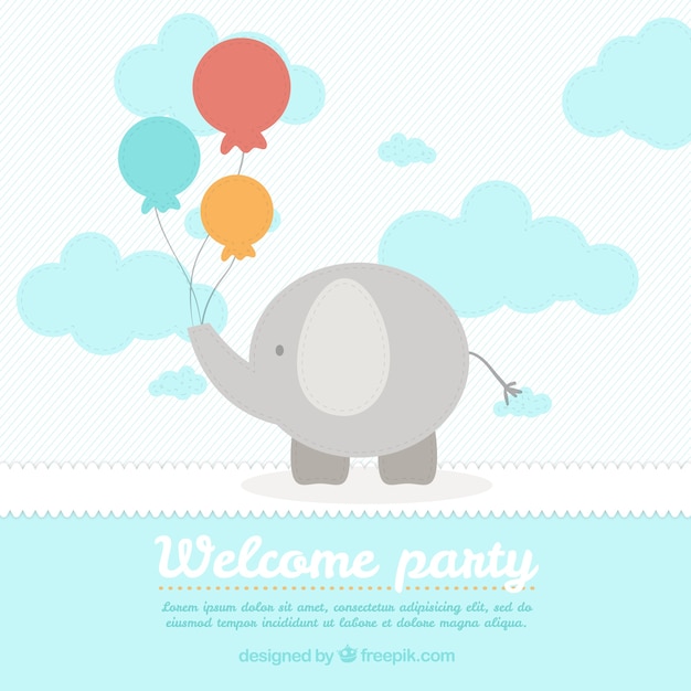 Cute elephant baby shower card template