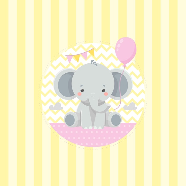 Cute Elephant Card Birthday Party Baby Shower