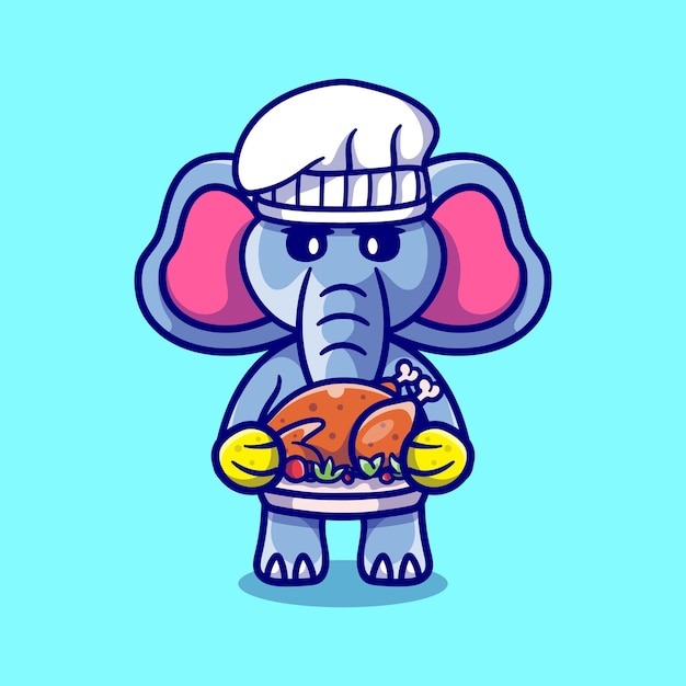 Cute elephant chef celebrating thanksgiving