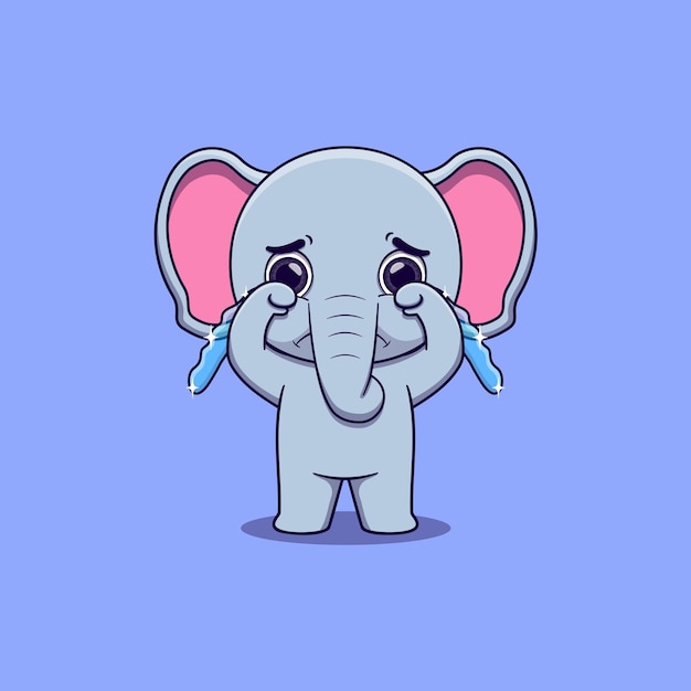 Cute elephant crying with tears