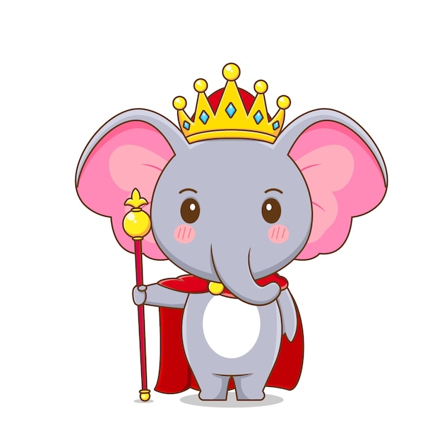  cute elephant king character isolated  .