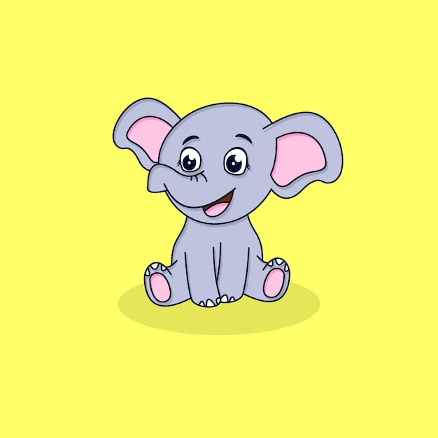 Cute elephant smile and sit down