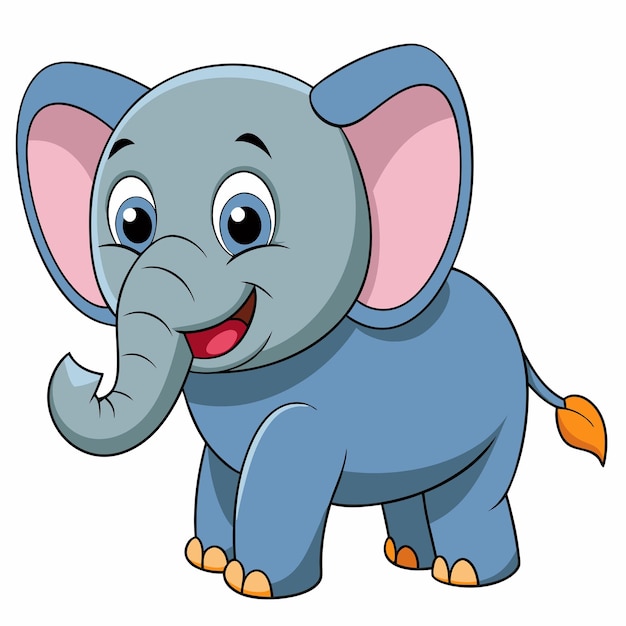 Cute Elephant Smiling Vector Icon Illustration Elephant Mascot Cartoon Character Animal Icon Concept White Isolated Flat Cartoon Style Suitable for Web Landing Page Banner Flyer Sticker Card