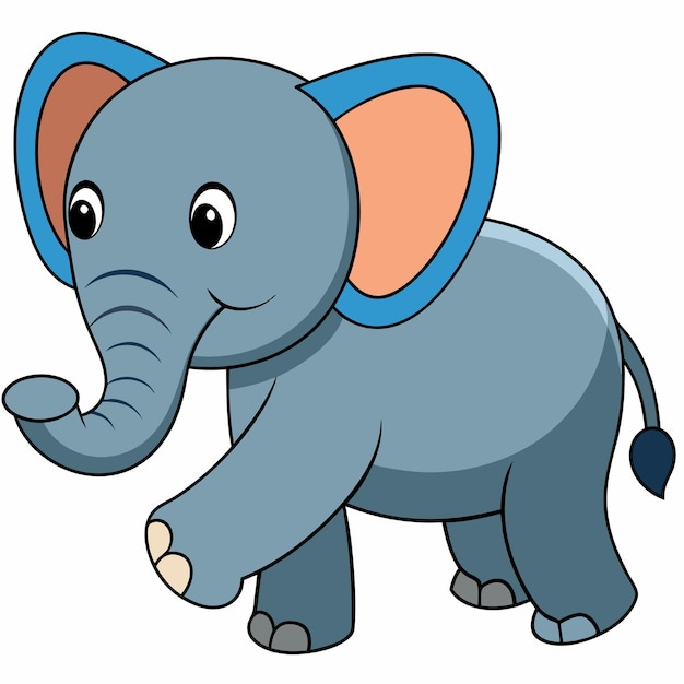 Vector cute elephant walking cartoon vector icon illustration animal nature icon concept isolated premium vector flat cartoon style