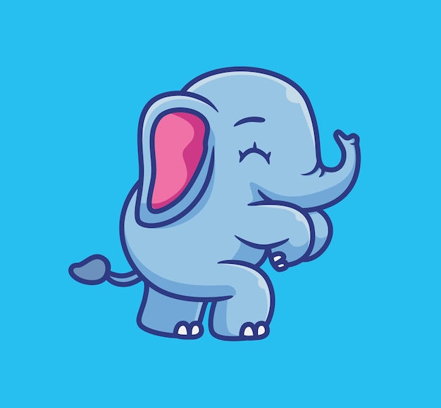 Cute elephant walking happy isolated cartoon animal illustration Flat Style Sticker Icon Design