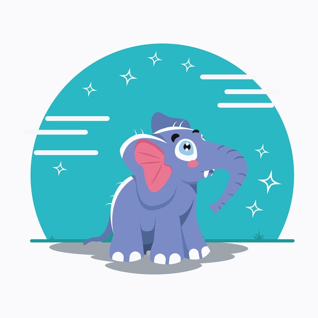 Cute elephant with violet color vector illustration