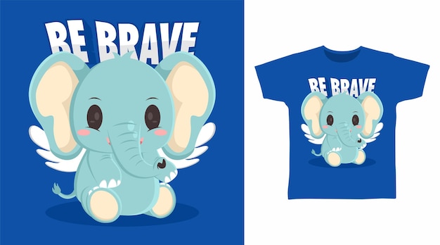 Cute Elephant with Wings cartoon tshirt art vector designs