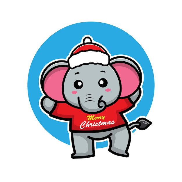 Cute elephants with christmas costume cartoon character animal christmas concept