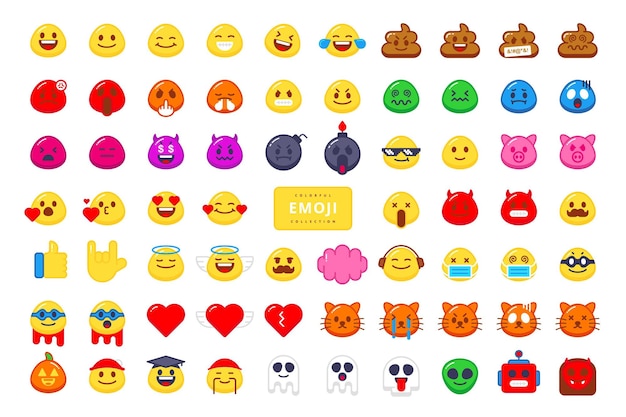 cute emoji character collection vector design