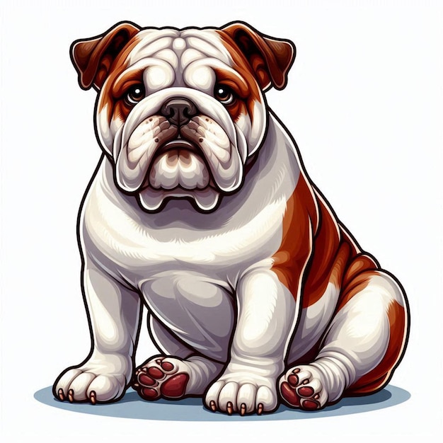 Cute English Bulldog Dogs Vector Cartoon illustration