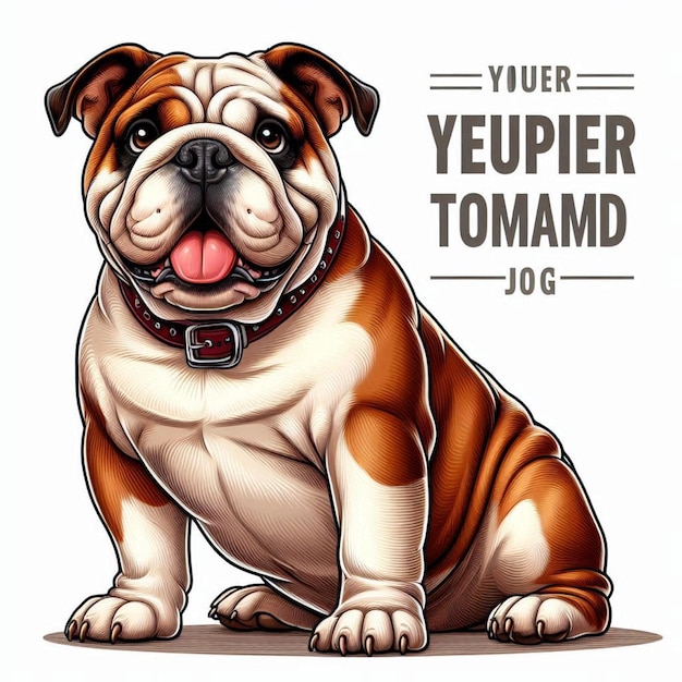 Vector cute english bulldog dogs vector cartoon illustration