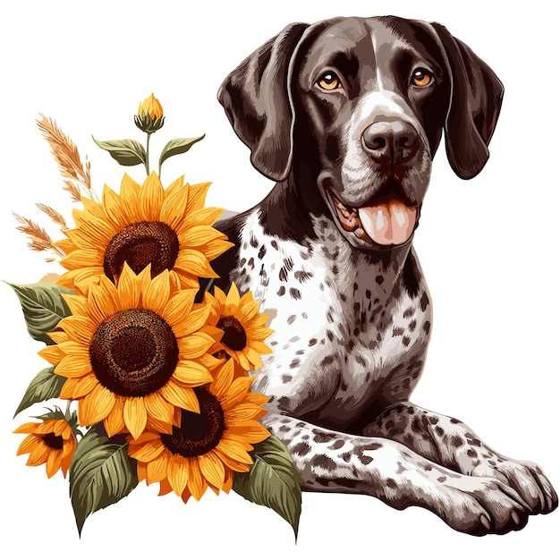 Cute English Pointer Dog cartoon Vector Style white background