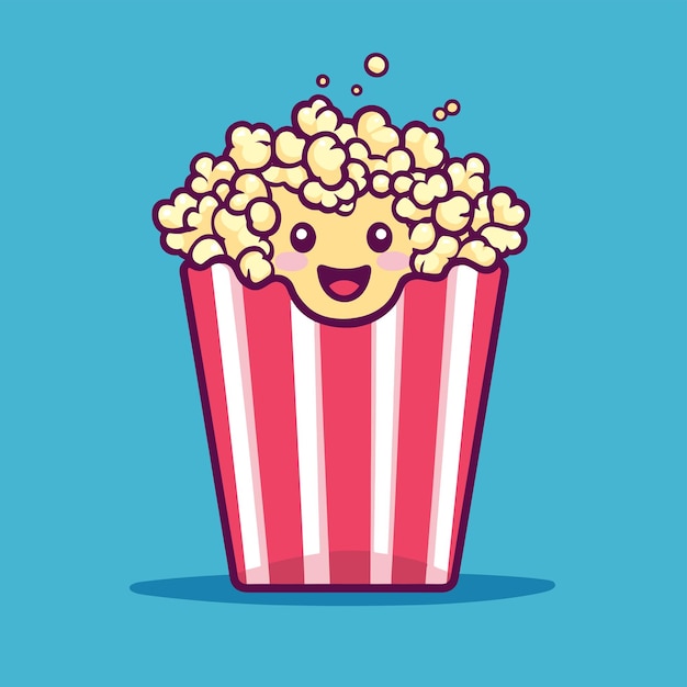 Vector cute enjoying movies with popping popcorn vector