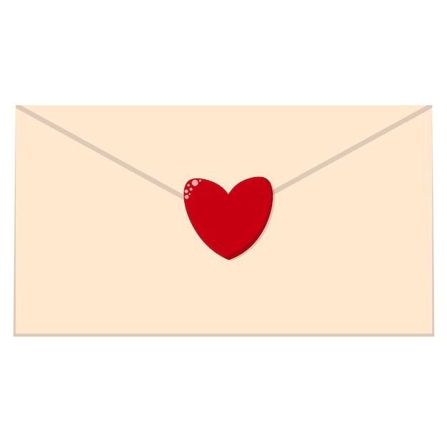 Cute envelope with heart on white background Happy Valentine's Day