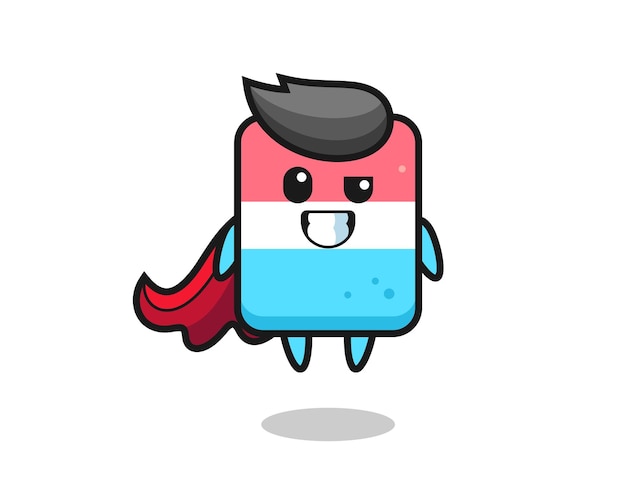 The cute eraser character as a flying superhero