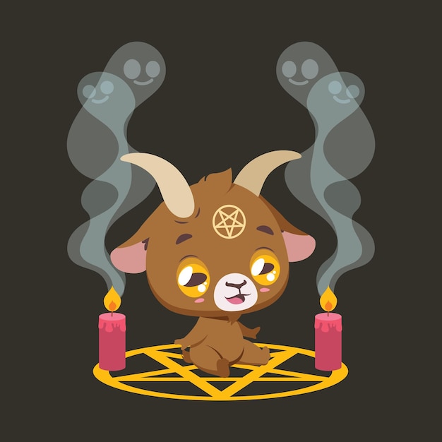 Cute evil goat summoning spirits