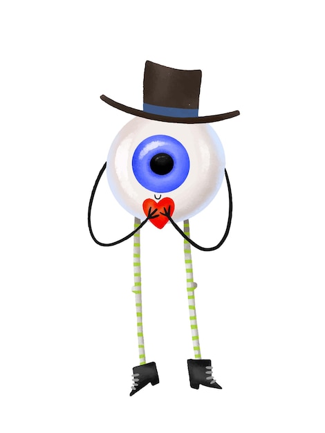 Cute eyeballs with arms and legs Set of cartoon characters for