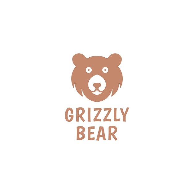 Cute face bear grizzly cartoon logo symbol icon vector graphic design illustration idea creative