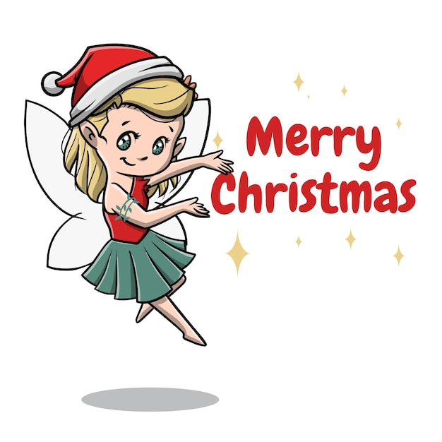 Cute Fairy on Christmas Cartoon