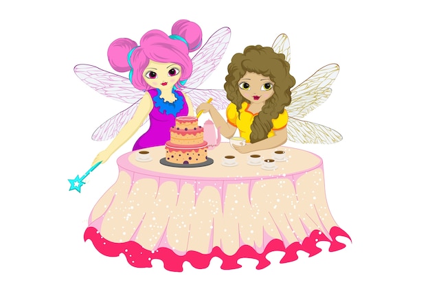 cute fairy princess girl tea party