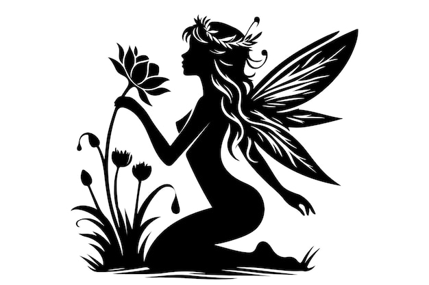 Cute fairy touch flower Cute fairy touch flower vector