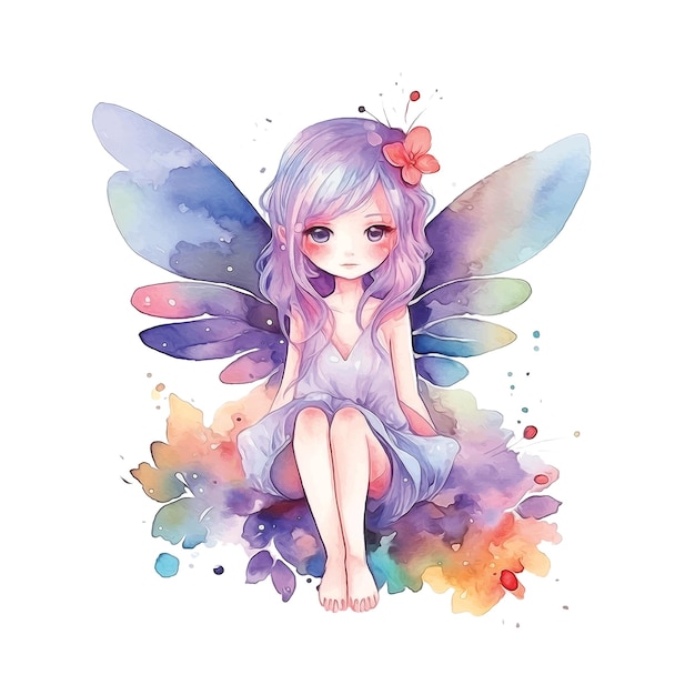 Cute fairy watercolor paint