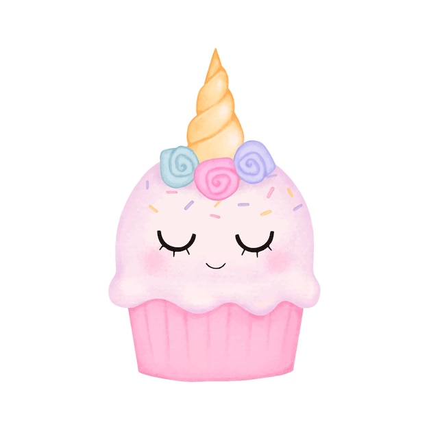 Cute fairytale unicorn cupcake design