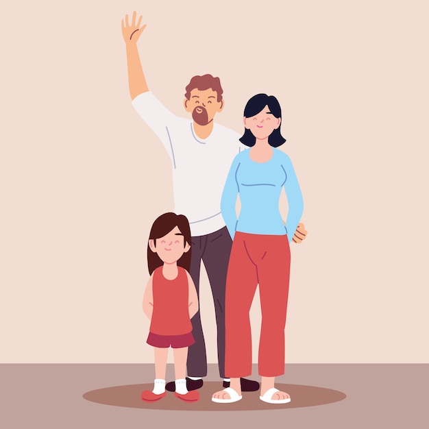 Cute family, parents with daughter illustration design