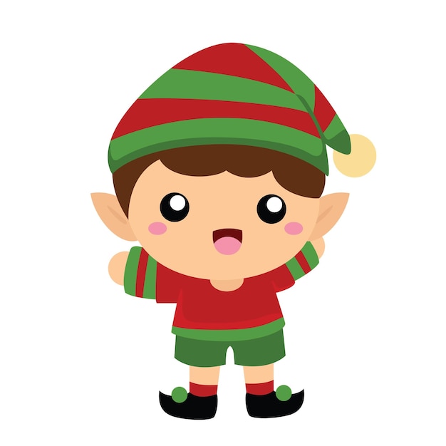 Cute Fantasy Christmas Elf Illustration Vector Clipart