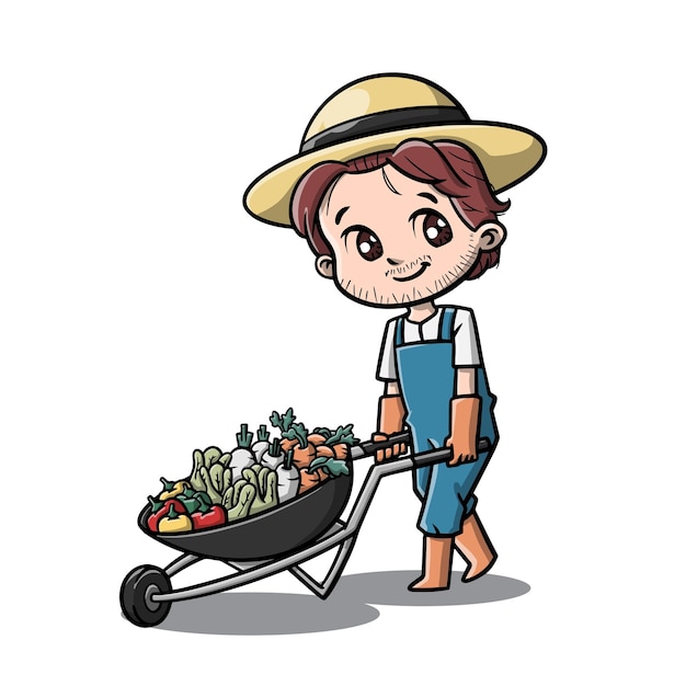 Cute Farmer Cartoon Character