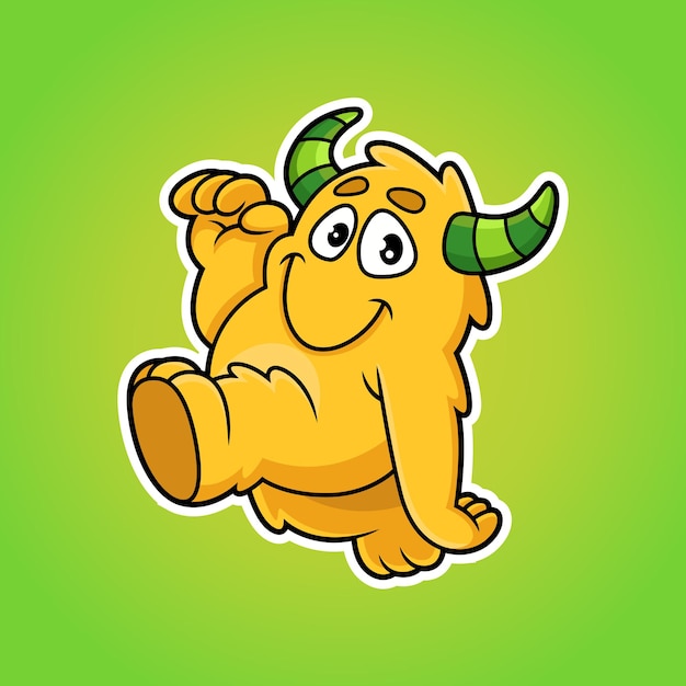 Cute fat monster with funny pose cartoon