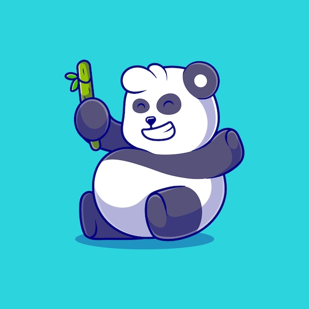 Cute fat panda illustration eating bamboo suitable for mascot sticker and tshirt design