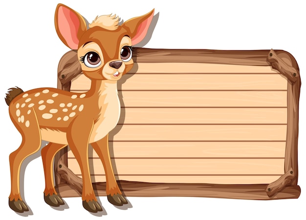 Cute Fawn with Blank Wooden Sign